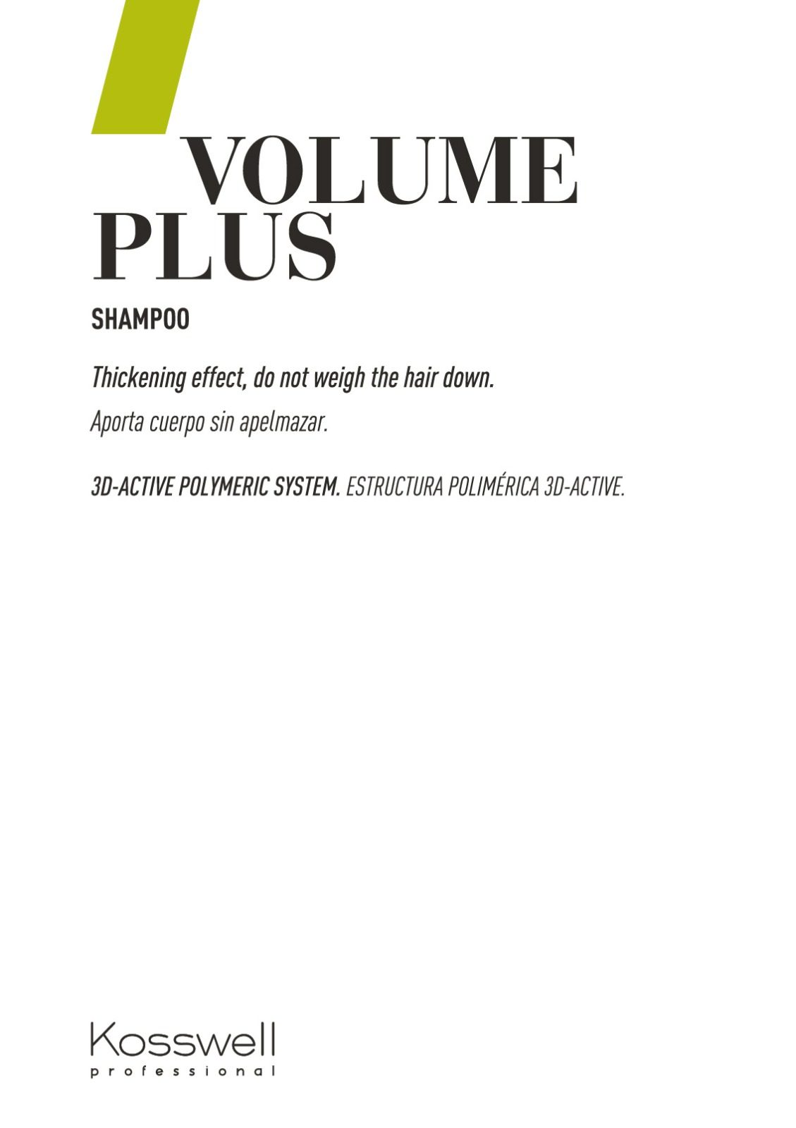 Champú volume plus 1000ml - Kosswell  Champú volume plus 1000ml – Kosswell